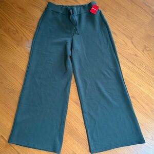 SPANX Dark Palm Green Air Essentials AirLuxe Wide-Leg Pants Large Petite